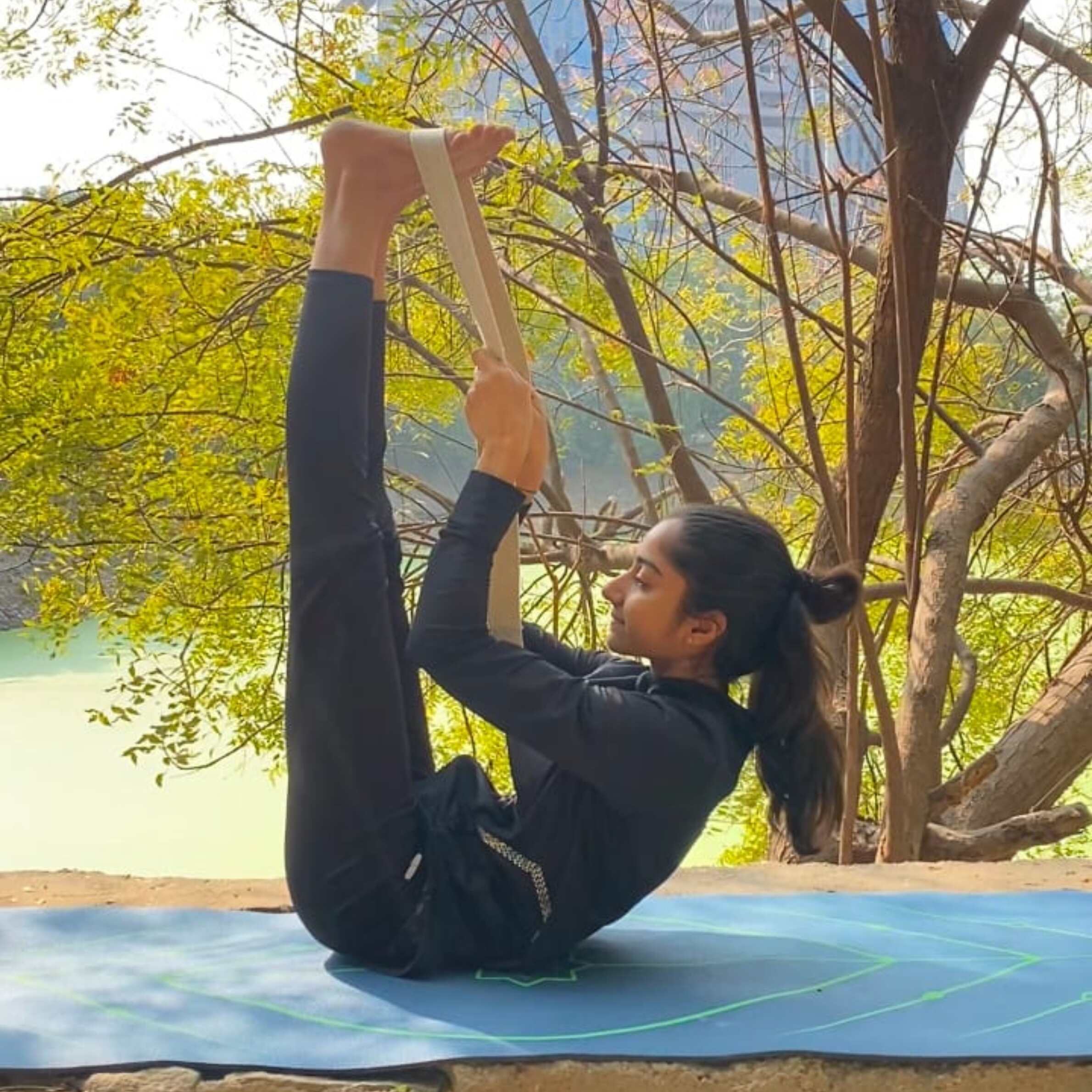 yoga strap with loops for stretching Yoga strap with loops for stretching