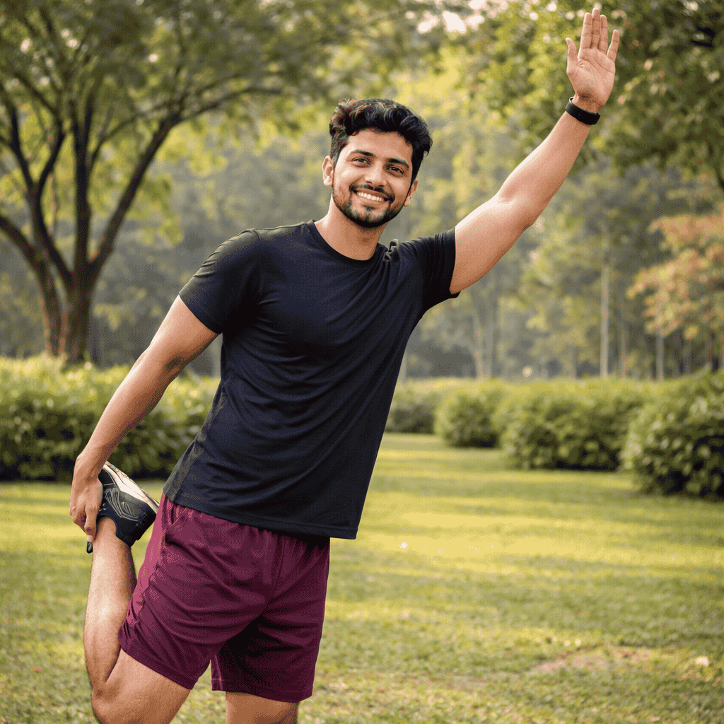 guy stretching in garden guy stretching in garden